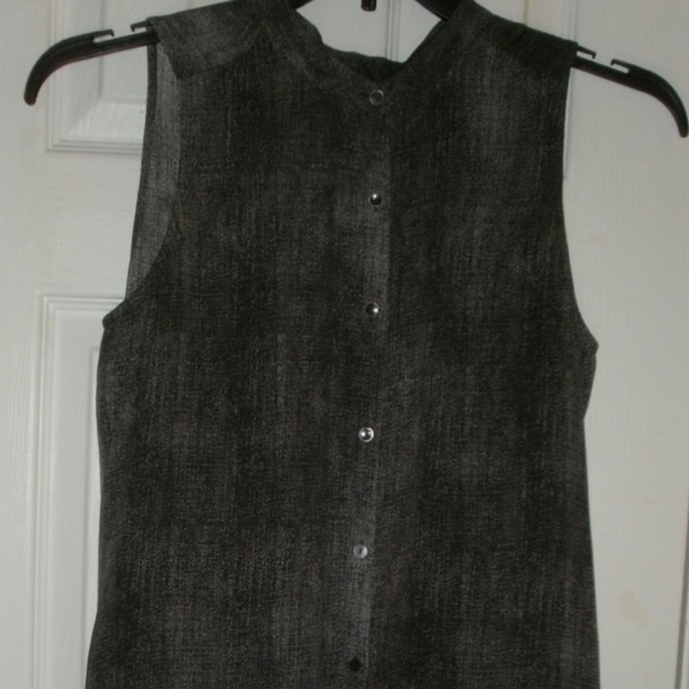 Eileen Fisher Silk Semi Sheer Sleeveless TUNIC TOP